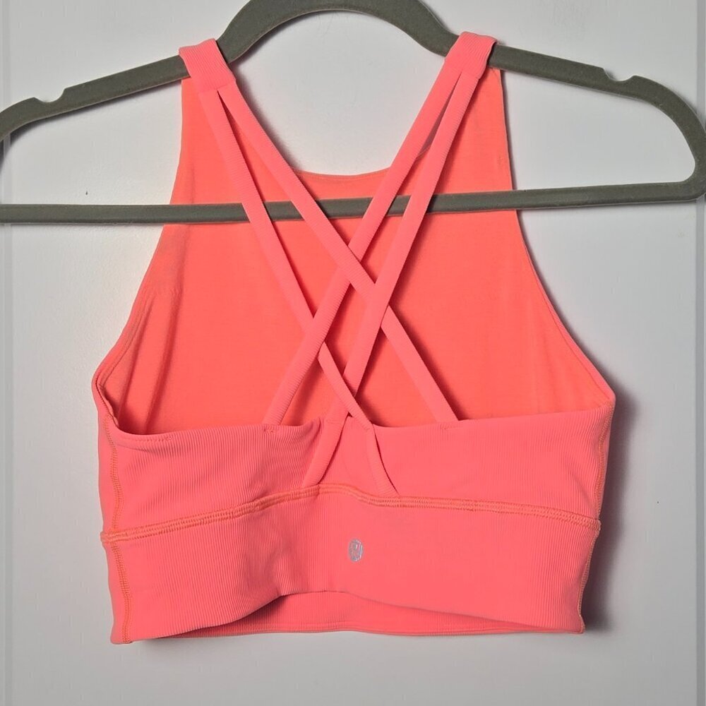 Lululemon Energy Bra High Neck Long Line Rib *Medium Support, B–D Cup - 6 Sunset - Picture 4 of 6